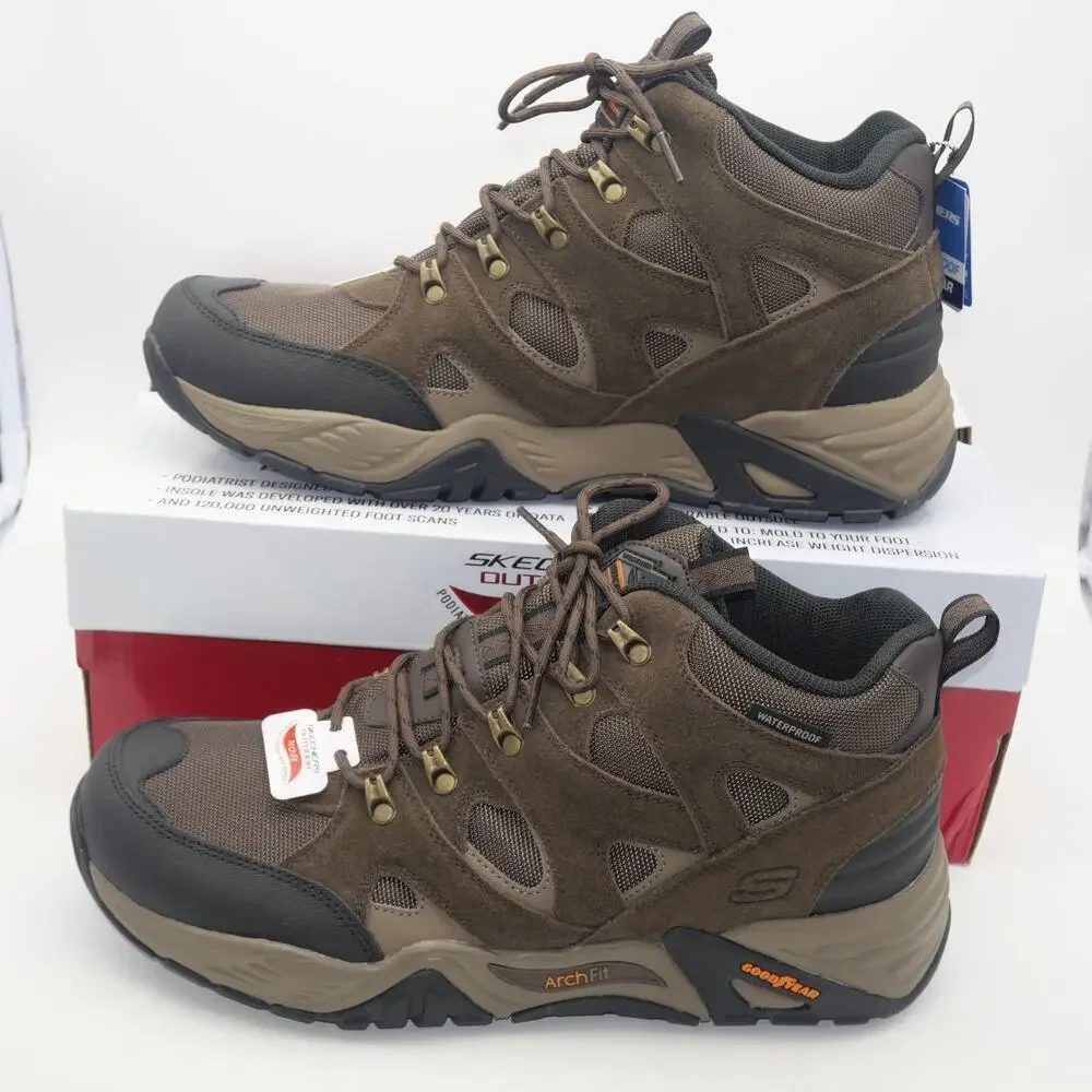 NEW Skechers Men's 13 Arch Fit Recon Beyonder WP Boots Brown Goodyear Outsoles